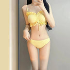 Damski żółty strój kąpielowy bikini bez fiszbin